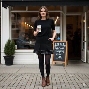 Kookai black silver studded skirt